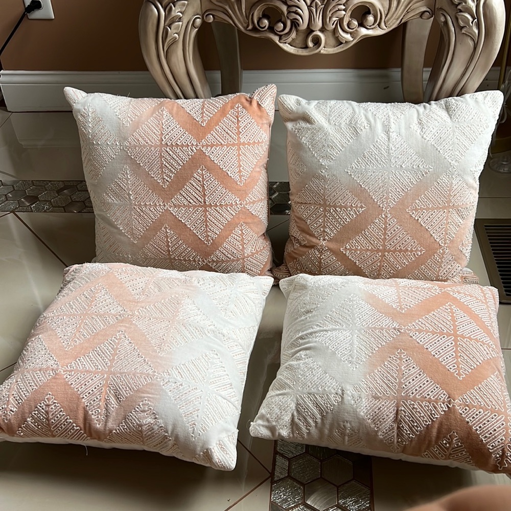 Ombré pink and white throw accent pillows